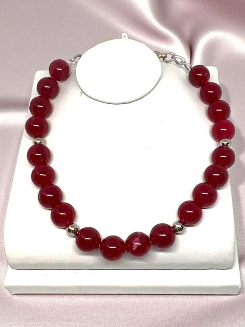 Round Shape 112 Carats Enhanced Pink Ruby Beaded Beautiful Bracelet